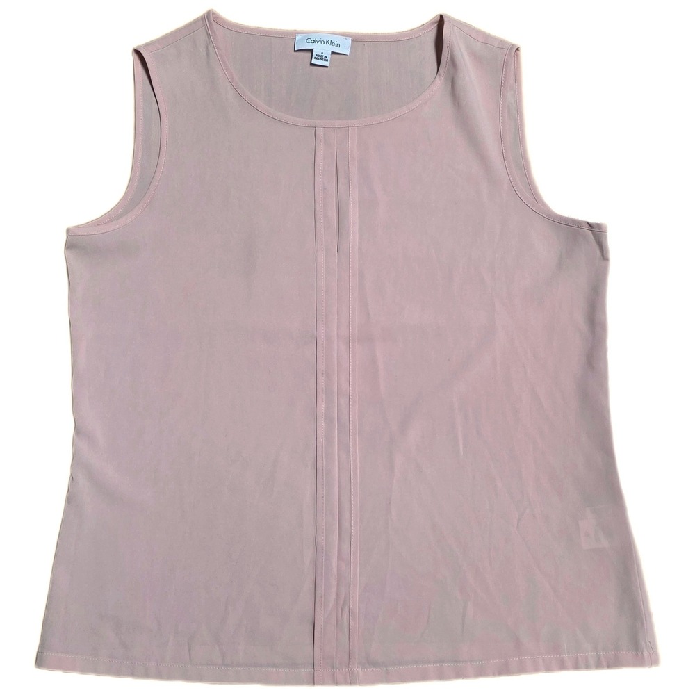 Calvin Klein Sleeveless Blouse Top‎ Sheer Women's Size S Pink Lightweight Casual